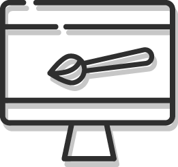 pictogramme d'un orfinateur avec un pinceau